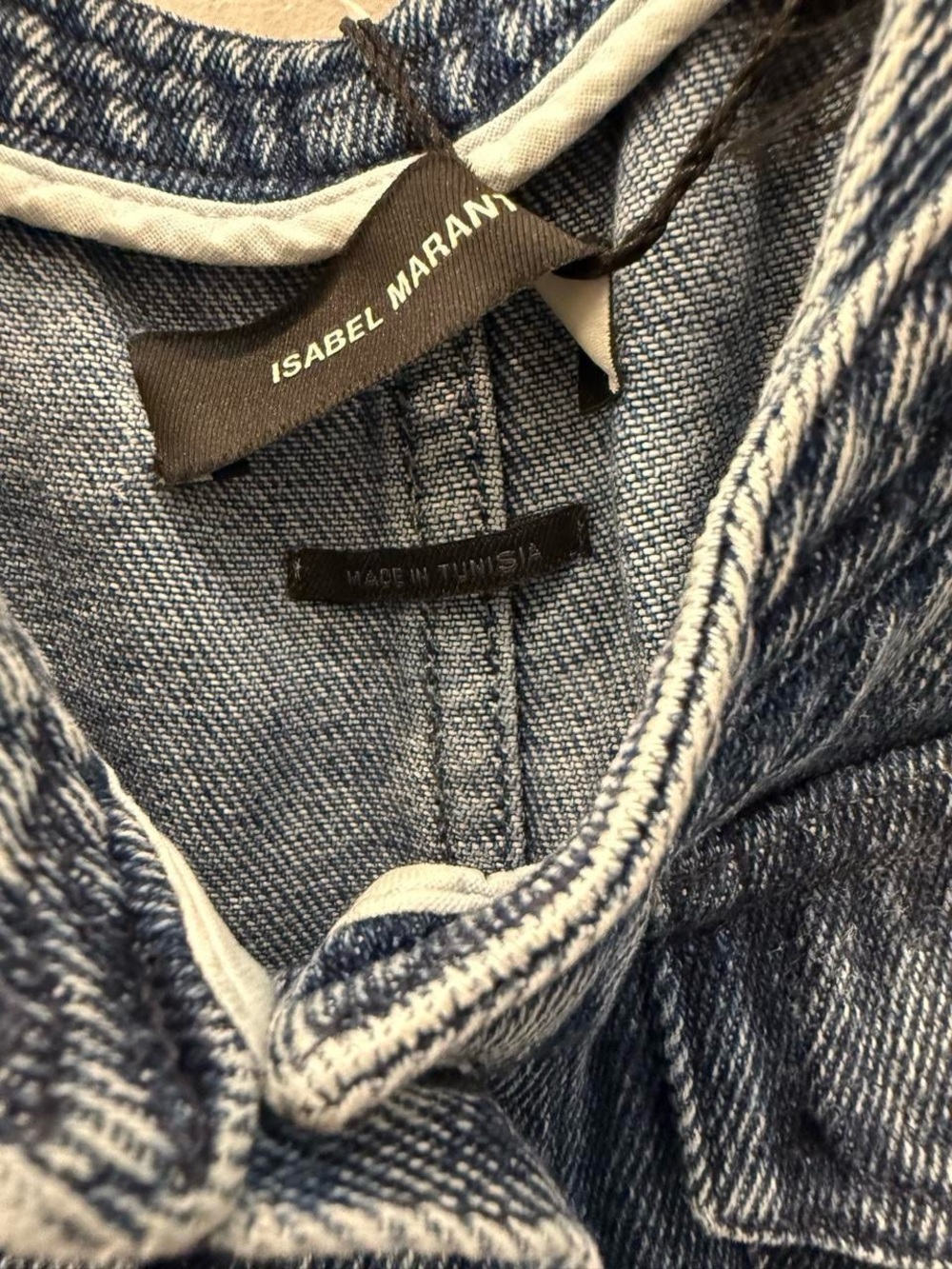 Isabel Marant NWT Women’s Pelona Cold-Shoulder Denim Mini Dress “Light Blue” - Picture 7 of 9